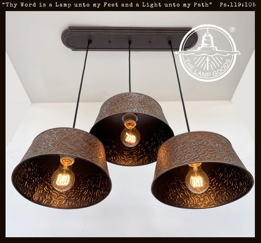 Ornate Copper CHANDELIER Rectangular TRIO Light