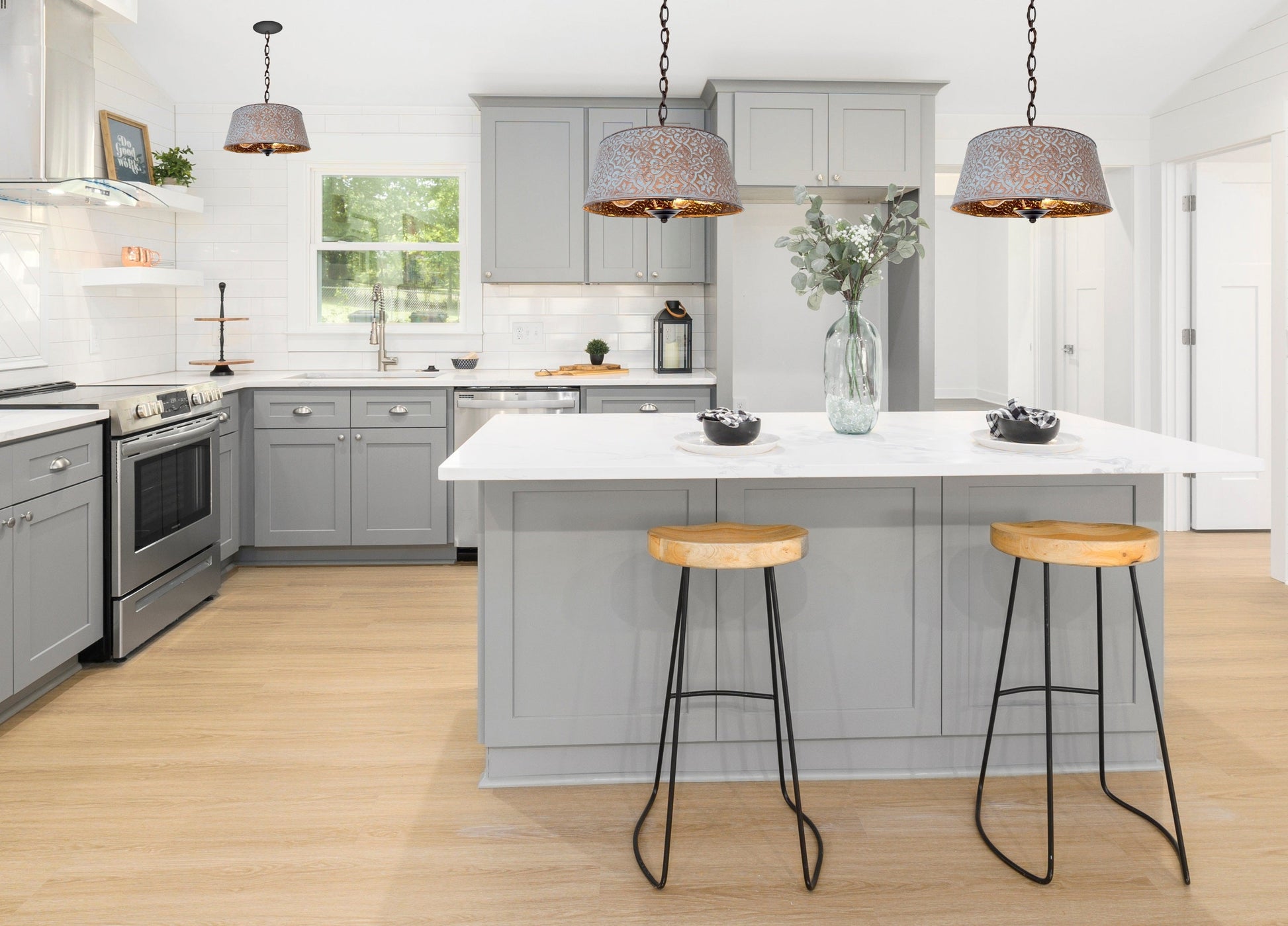 Ornate Copper Farmhouse Chandelier Lighting