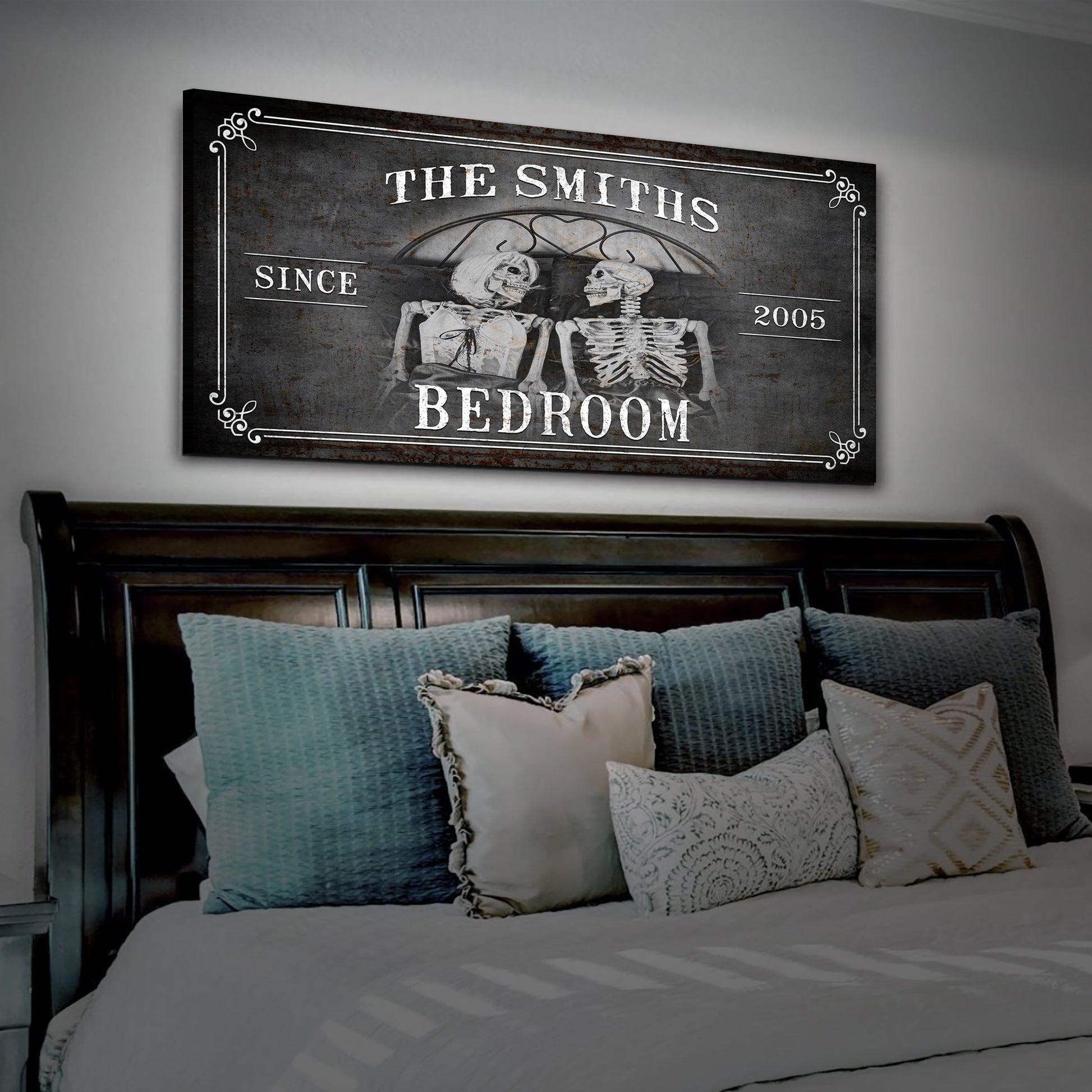 Personalized Skeleton Bedroom Sign - Gothic Art For Bedroom