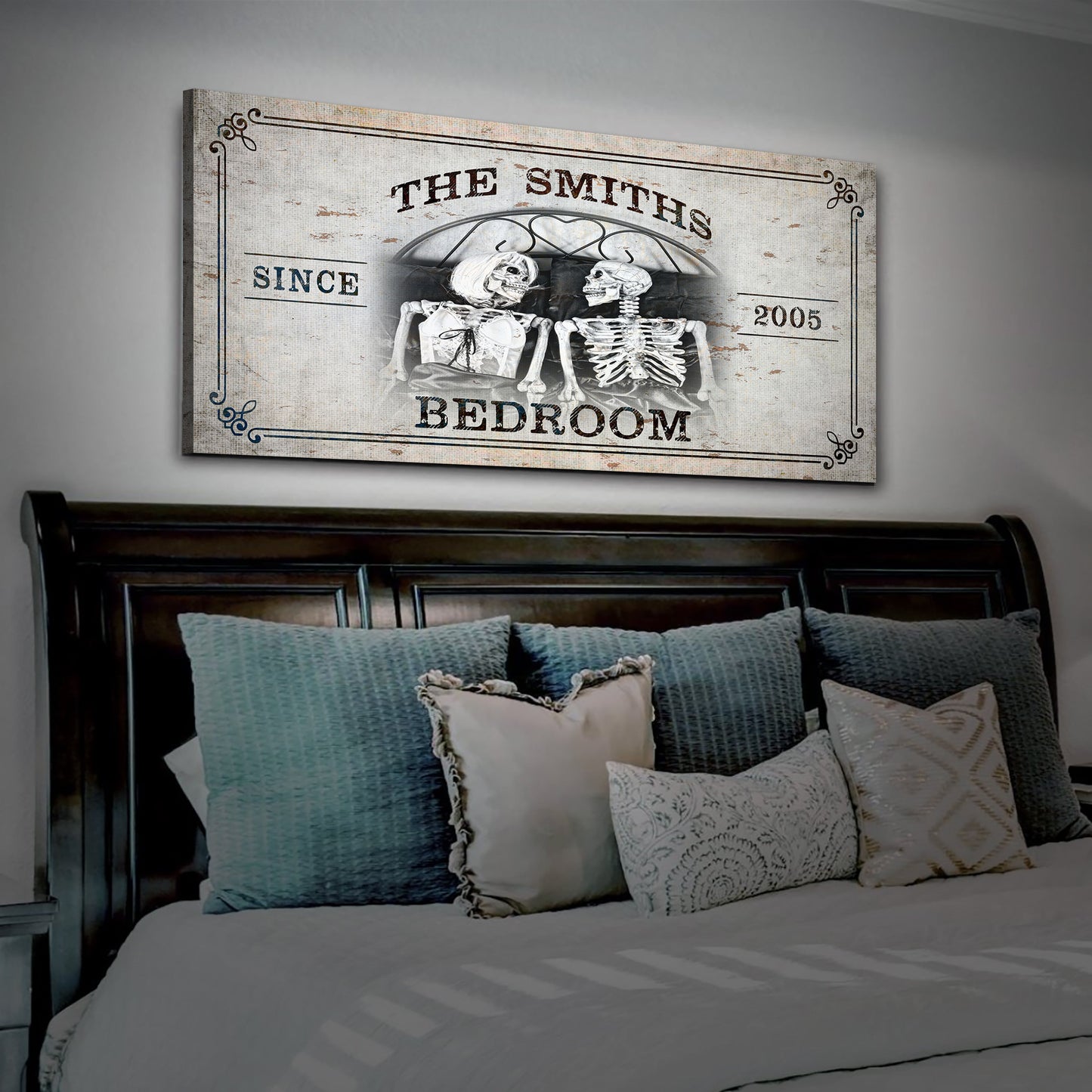 Personalized Skeleton Bedroom Sign - Gothic Art For Bedroom
