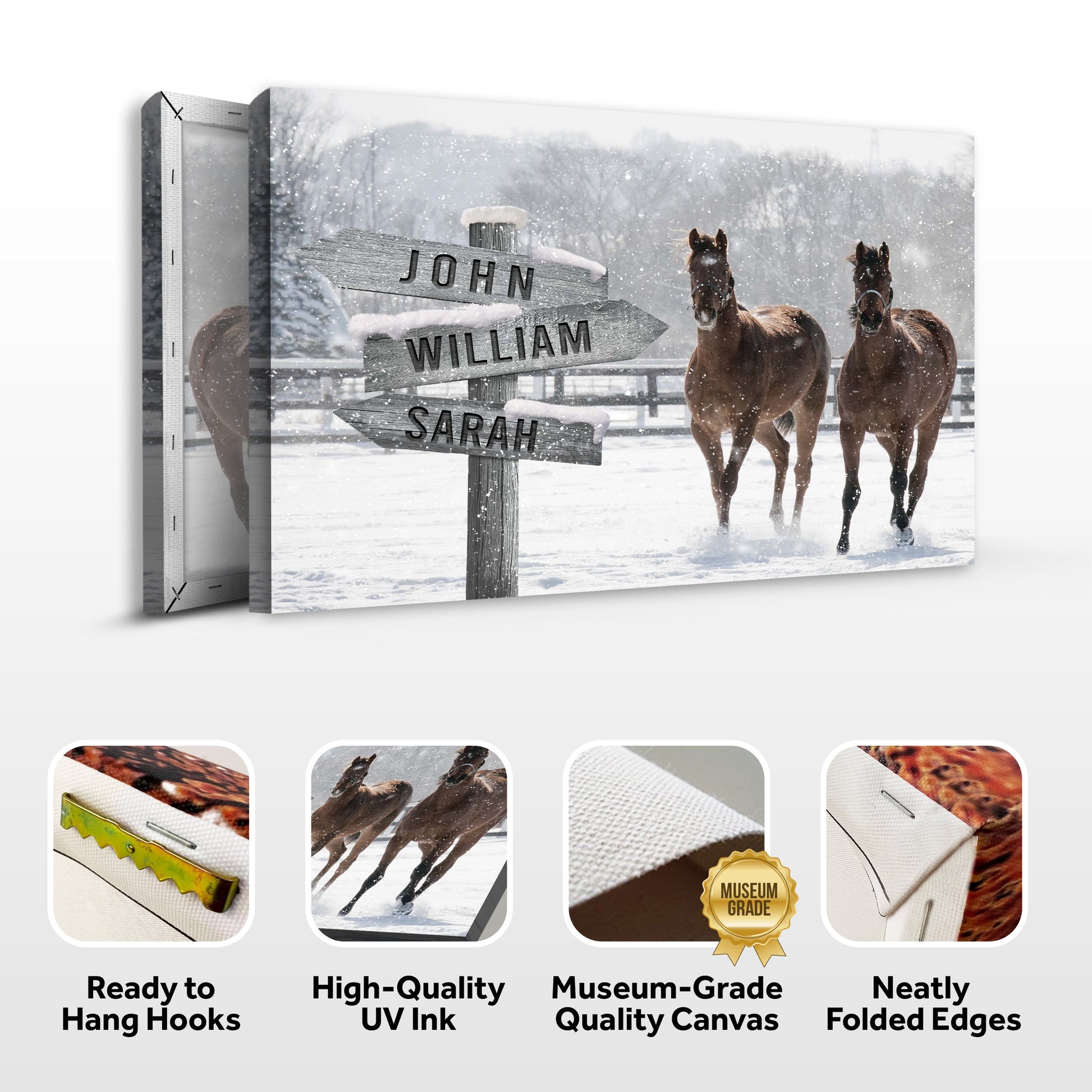 Snow Horses Vintage Name Sign