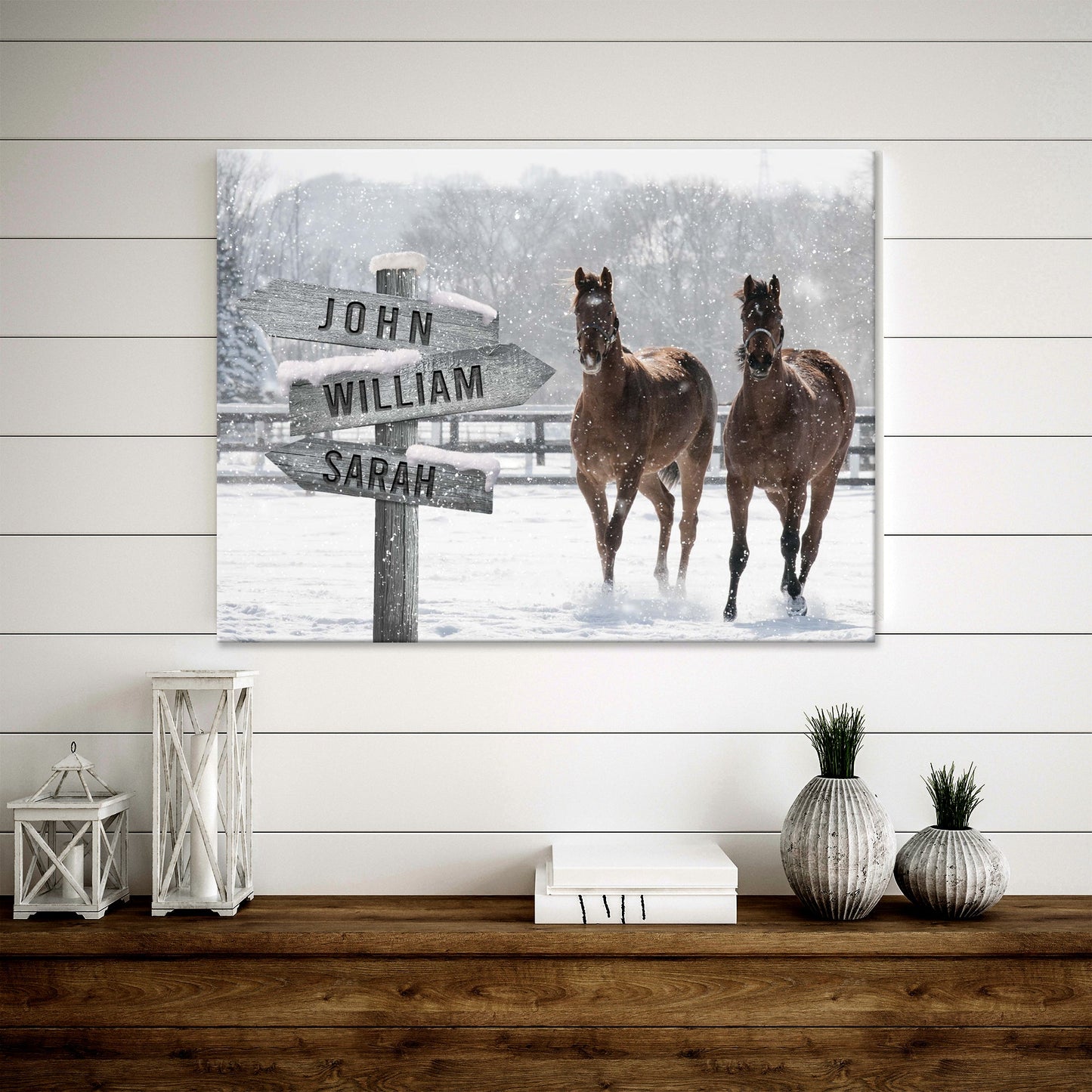 Snow Horses Vintage Name Sign