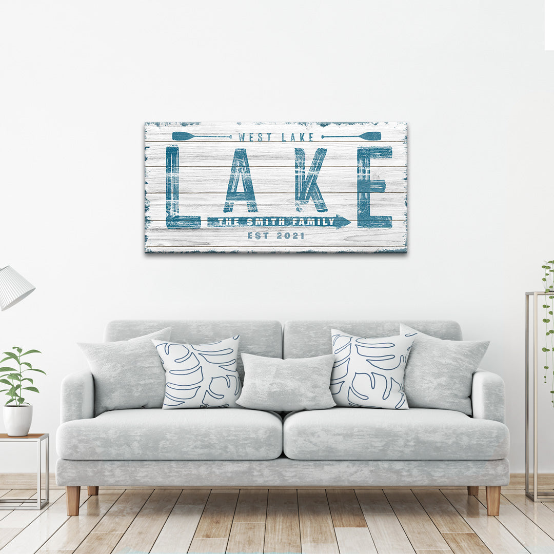 Wooden Lake Arrow Sign