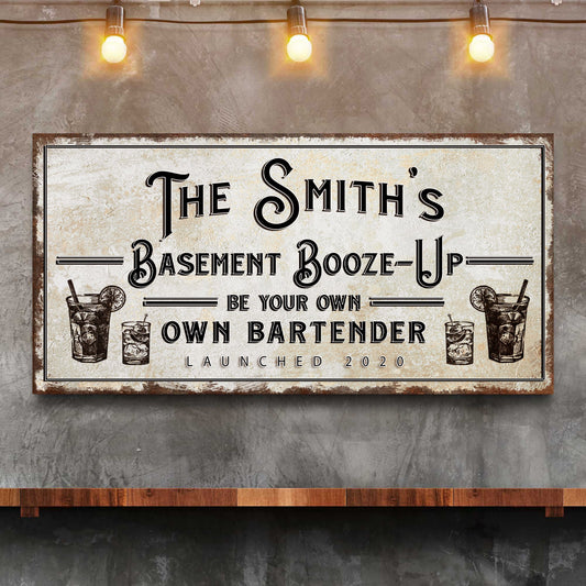 Basement Booze Up Sign