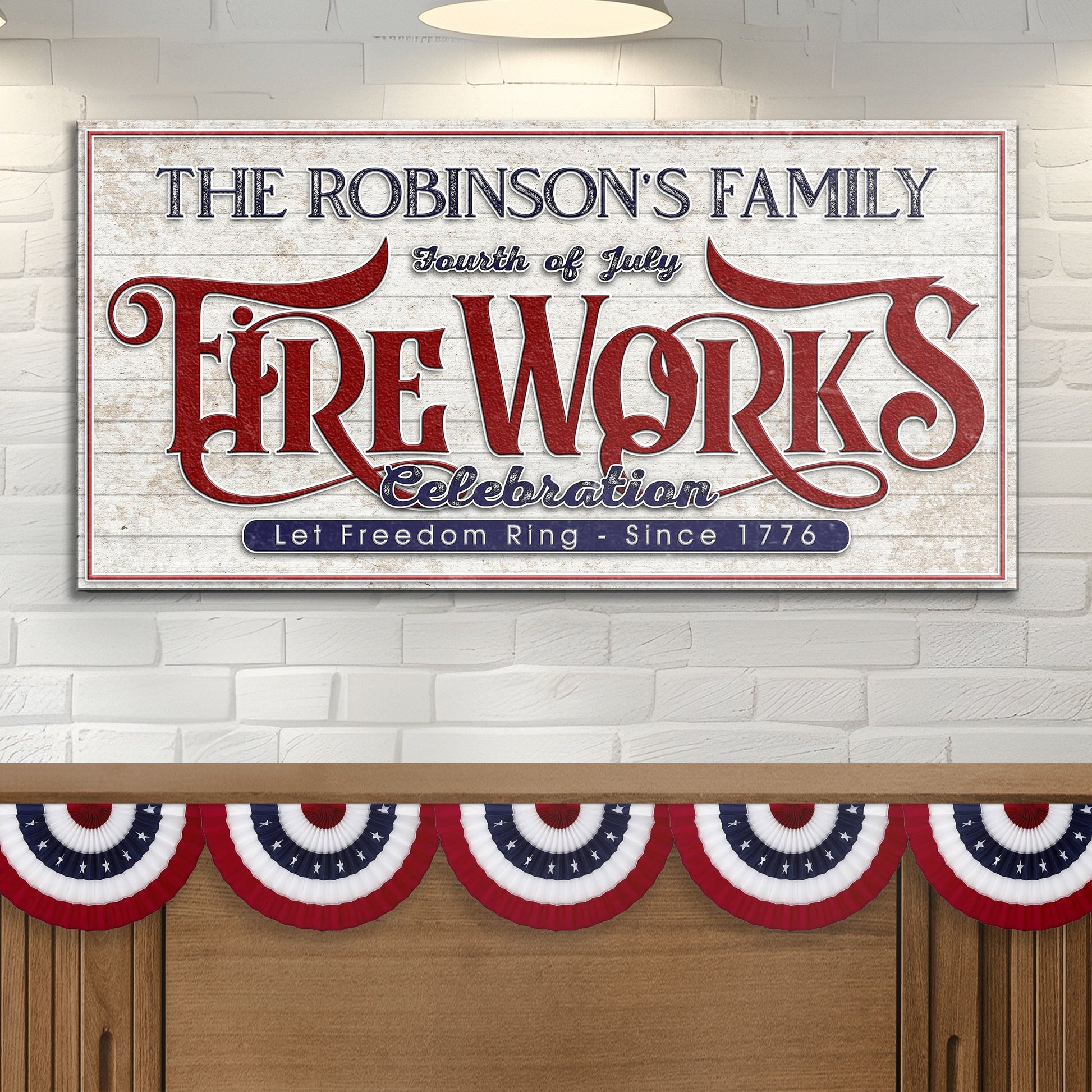 4th of July Fireworks Celebration Personalized Sign