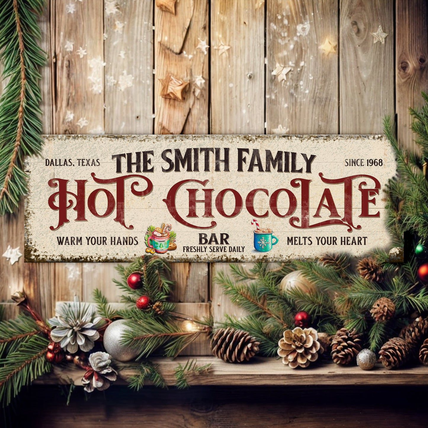 Hot Chocolate Christmas Bar Sign