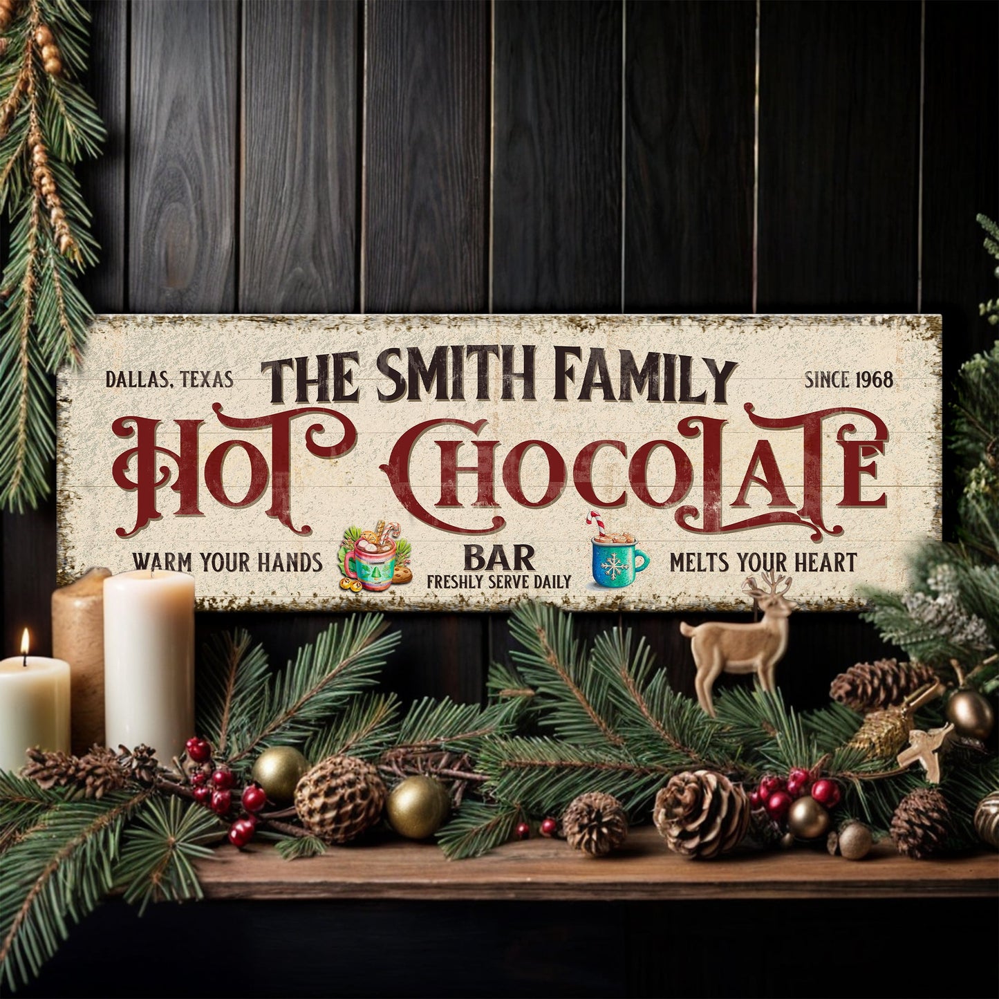 Hot Chocolate Christmas Bar Sign