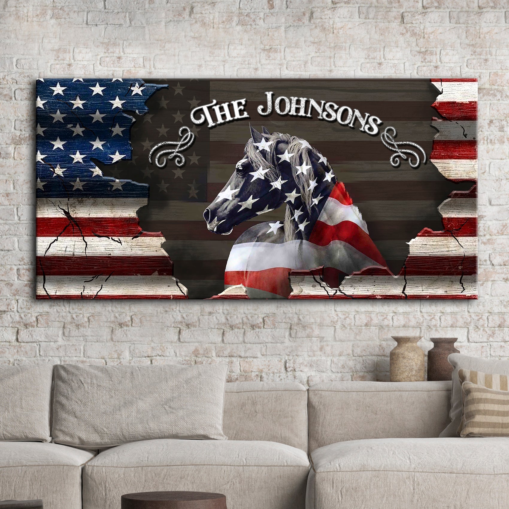 Family Name Sign - American Horse Wall Art