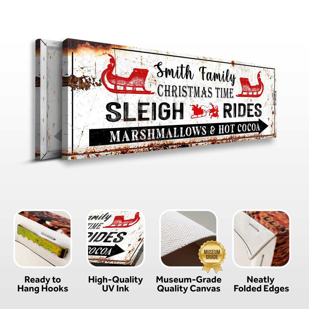 Sleigh Races Sign Christmas Sleigh Rides Sign – Metal Sign Barn
