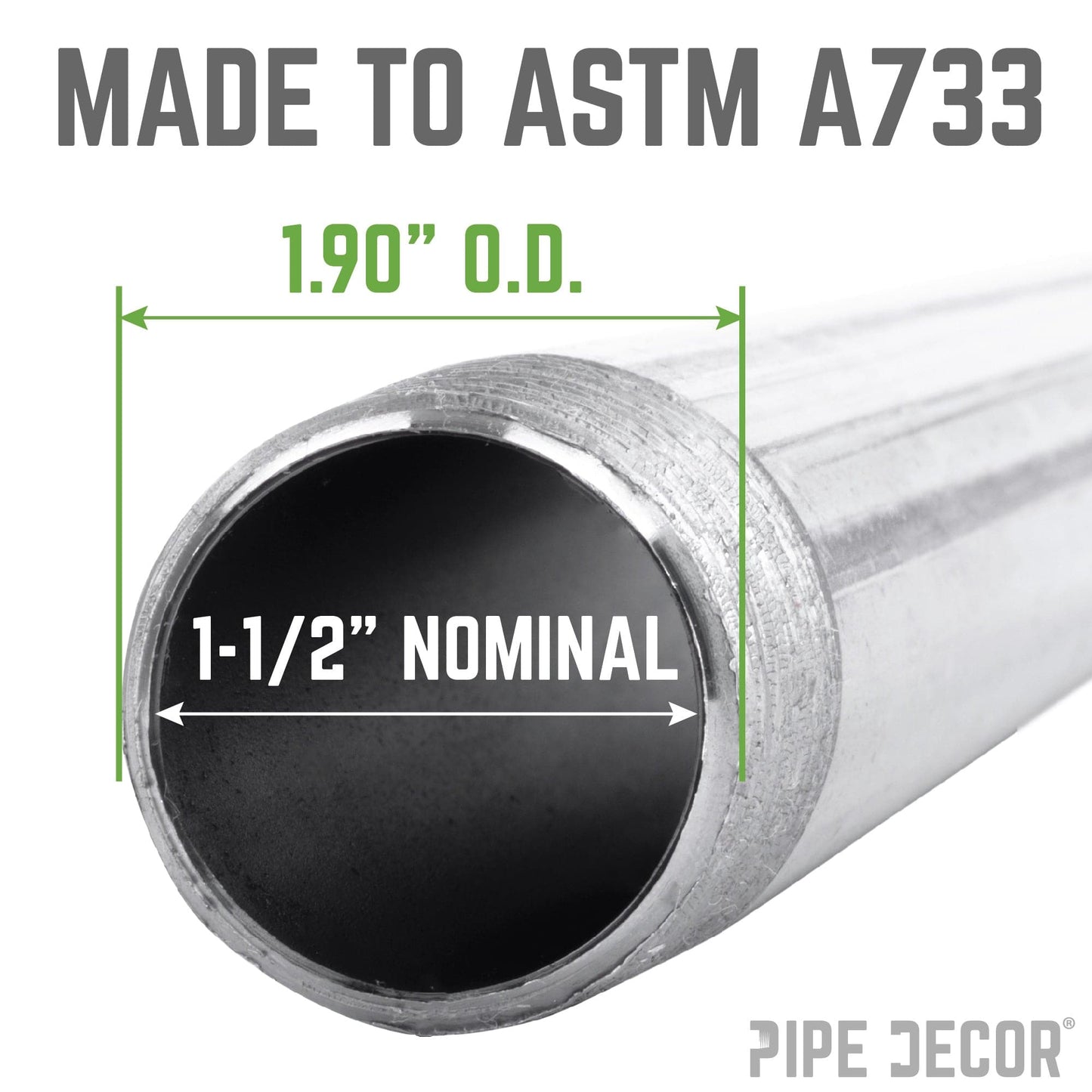 1 1/2 in. x 7 in. Galvanized Pipe