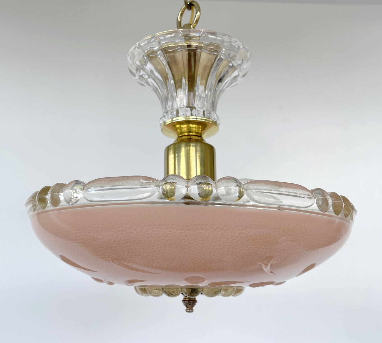 Mid Century 1940's PEACH Antique Glass Ceiling Light