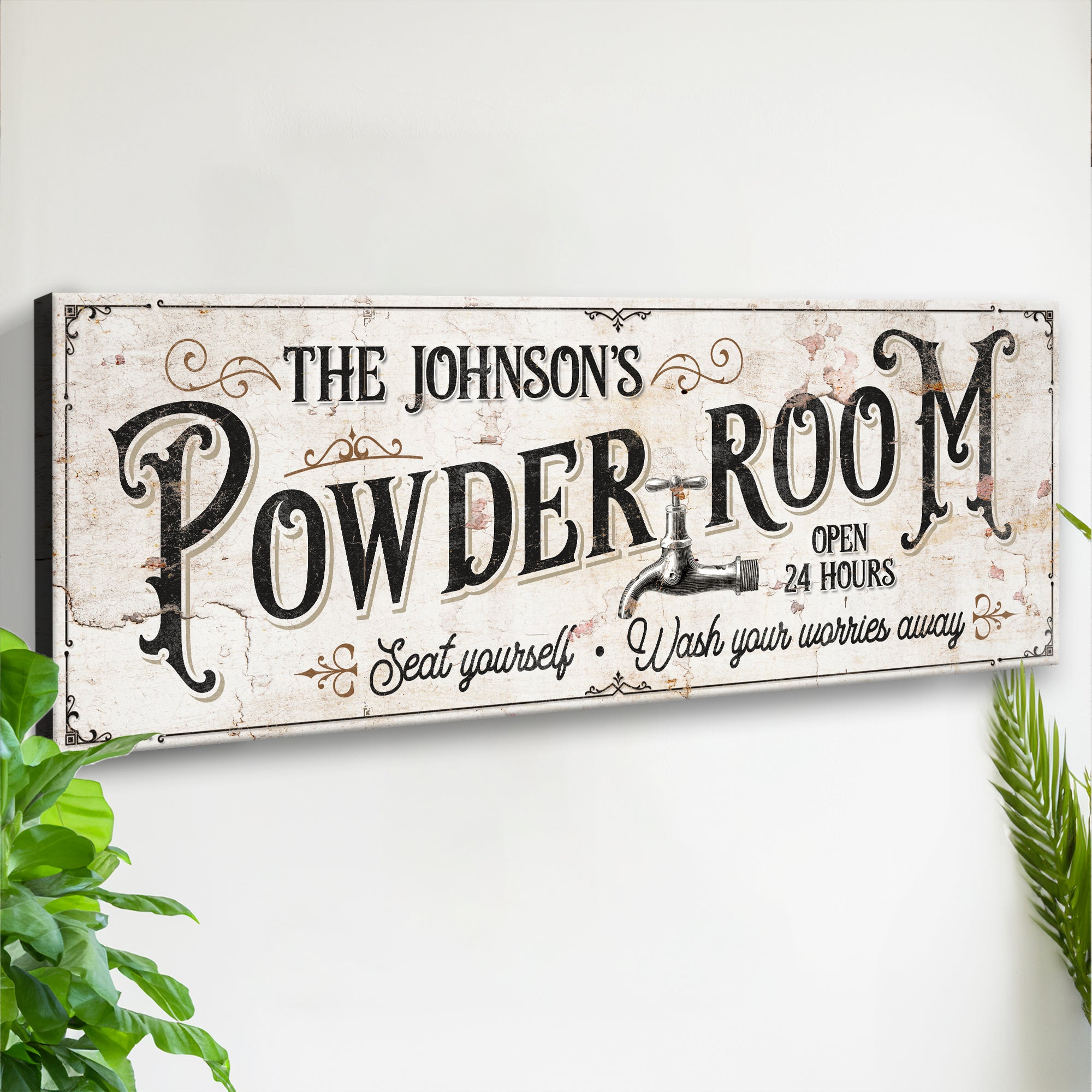 Personalized Powder Room Sign – Metal Sign Barn