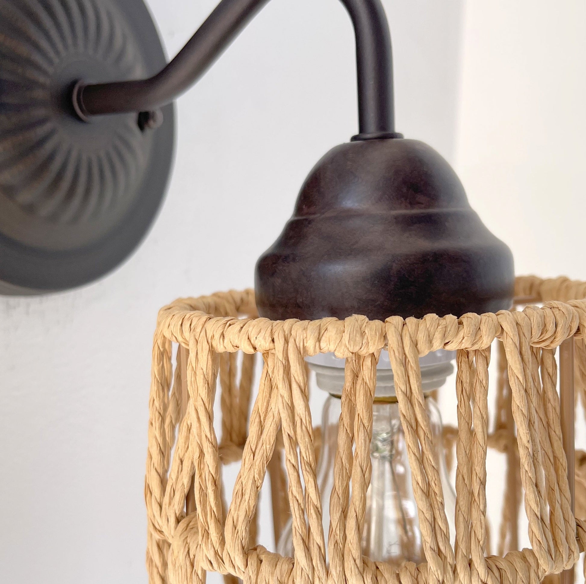 RATTAN COASTAL Bedroom Wall Sconce Light
