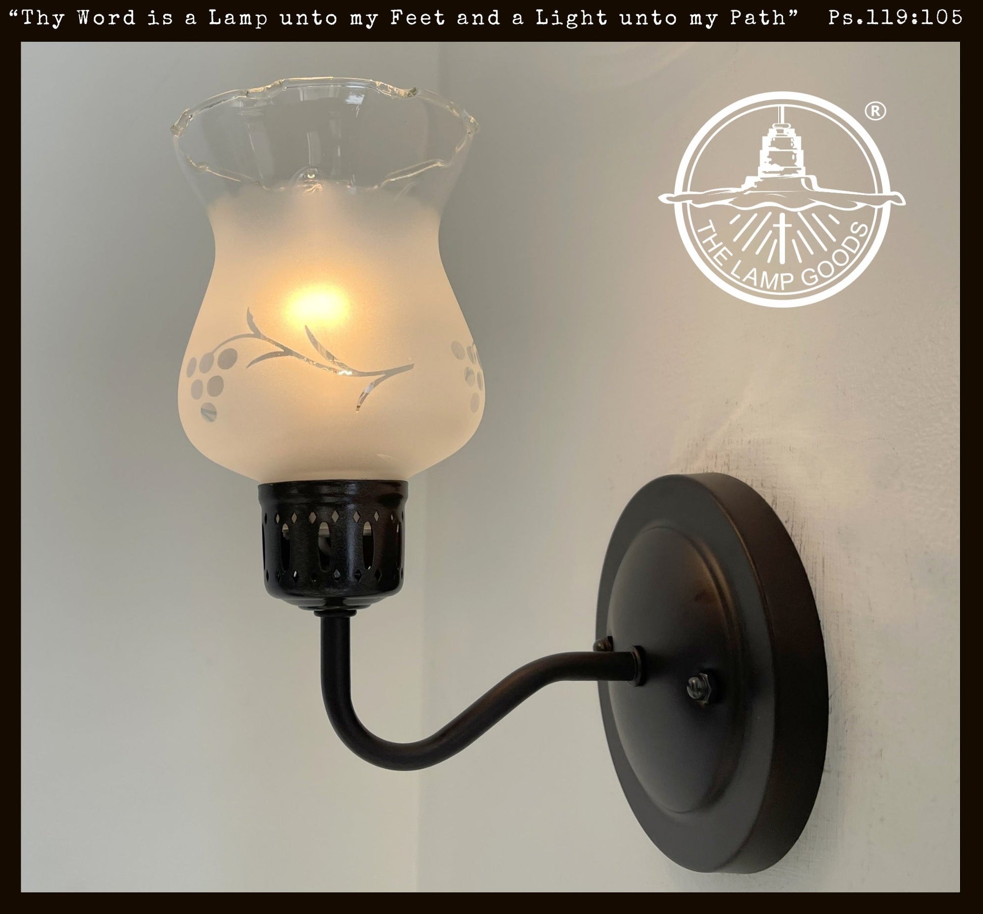 RETRO Etched Antique 1960's Glass Wall Sconce Light Fixture