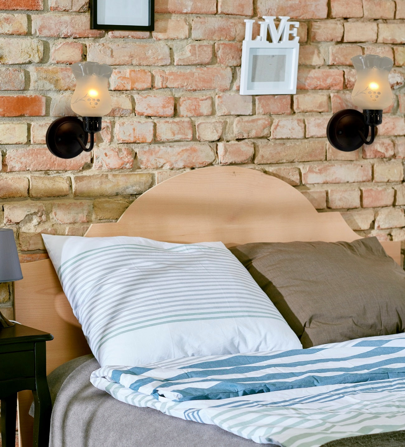 RETRO Etched Antique 1960's Glass Wall Sconce Light Fixture