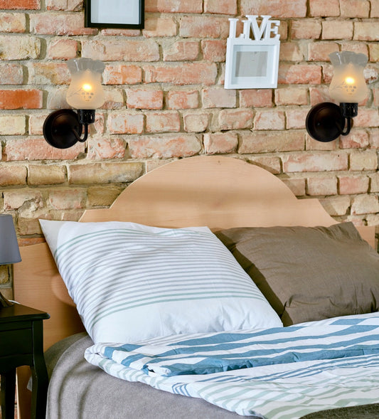 RETRO Etched Antique 1960's Glass Wall Sconce Light Fixture