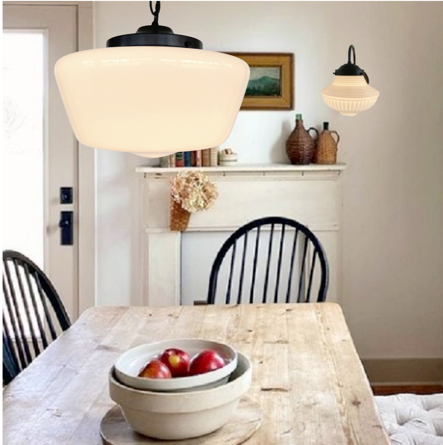 Large Antique Schoolhouse Pendant Light