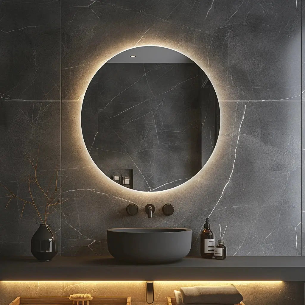 Round Backlit LED BATHROOMS Vanity  Mirrors With Dimmable Lights
