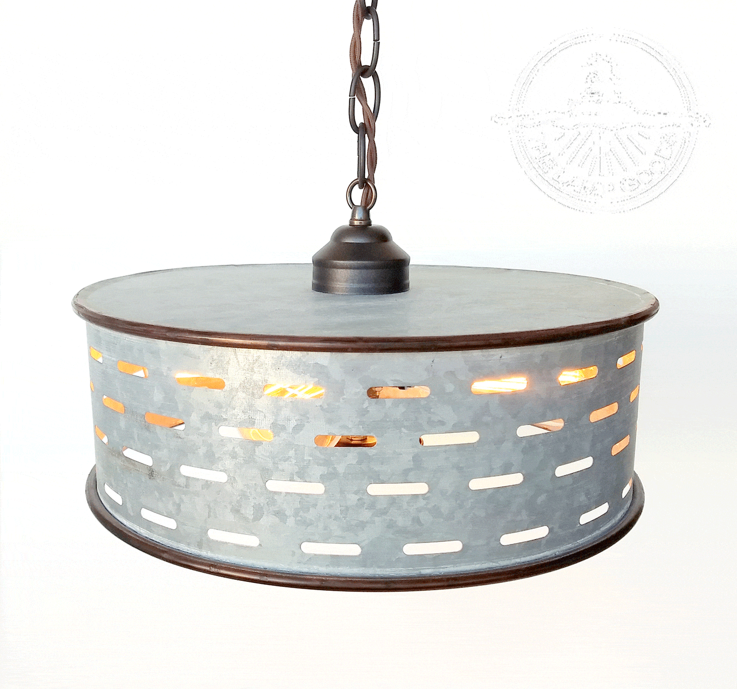 Rustic Chandelier Light Fixture of Galvanized Metal