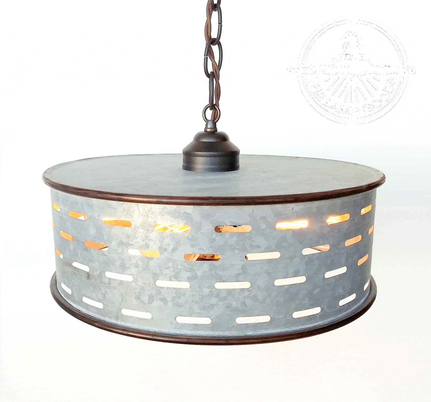 Rustic Chandelier Light Fixture of Galvanized Metal