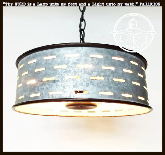 Rustic Chandelier Light Fixture of Galvanized Metal