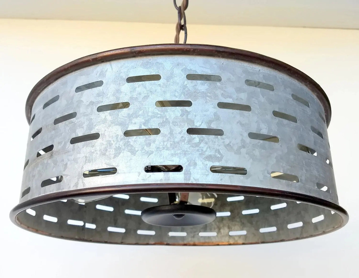 Rustic Chandelier Light Fixture of Galvanized Metal