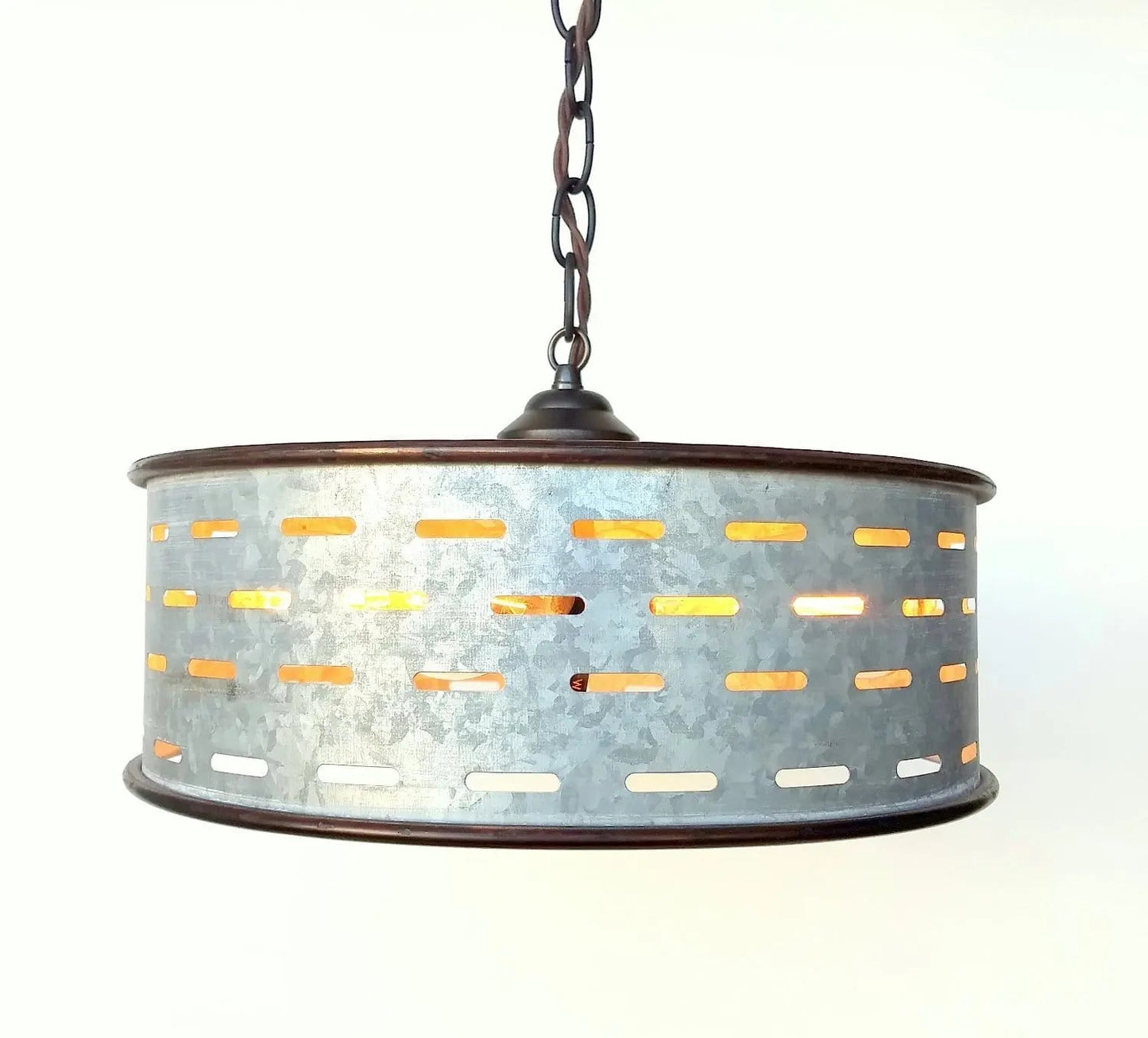 Rustic Chandelier Light Fixture of Galvanized Metal