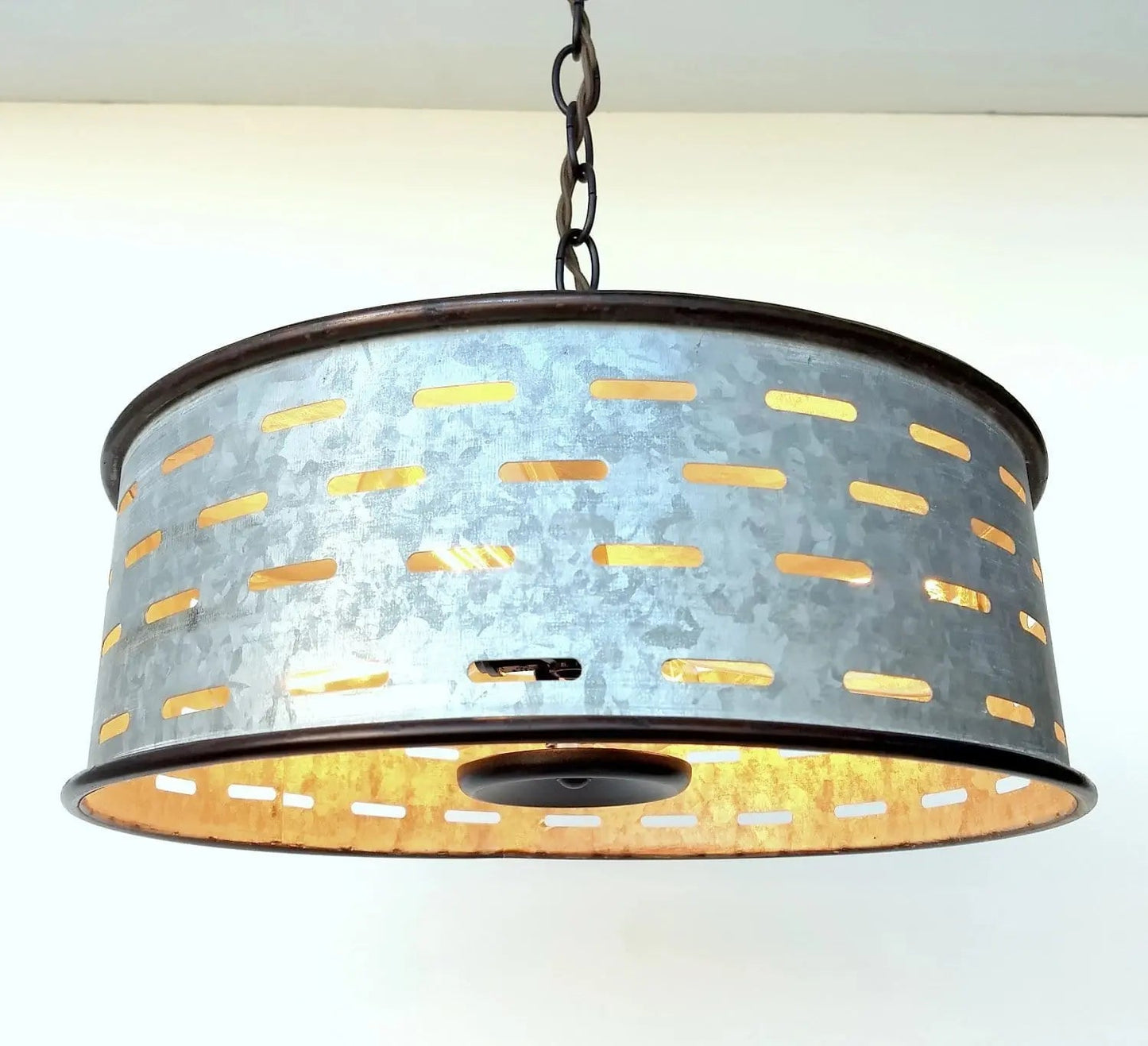 Rustic Chandelier Light Fixture of Galvanized Metal