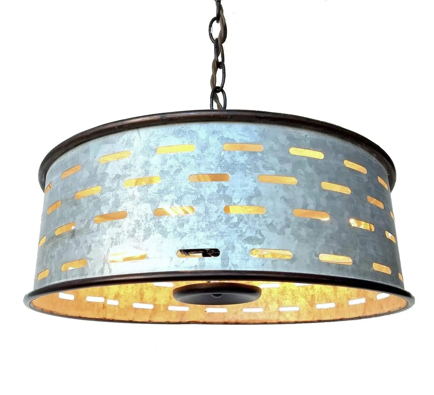Rustic Chandelier Light Fixture of Galvanized Metal