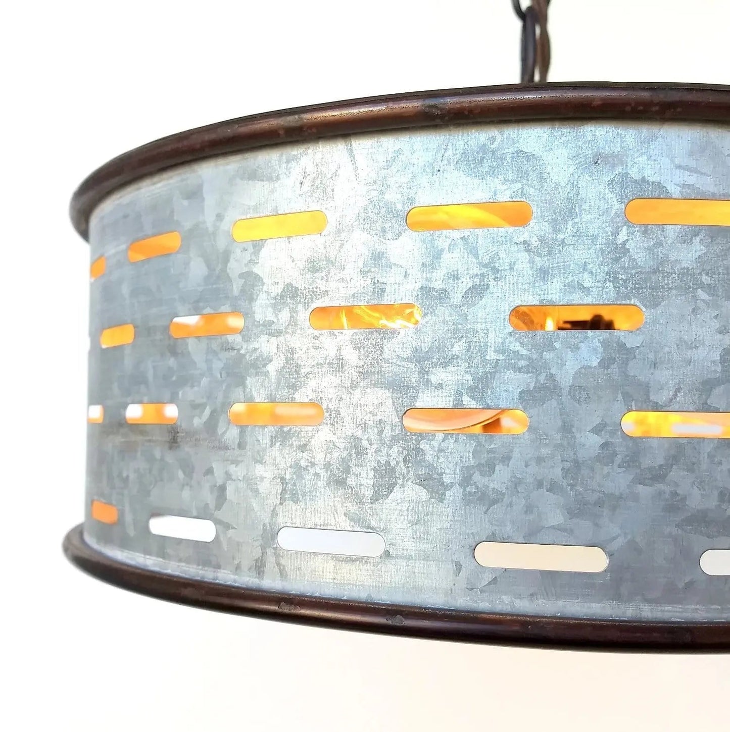 Rustic Chandelier Light Fixture of Galvanized Metal