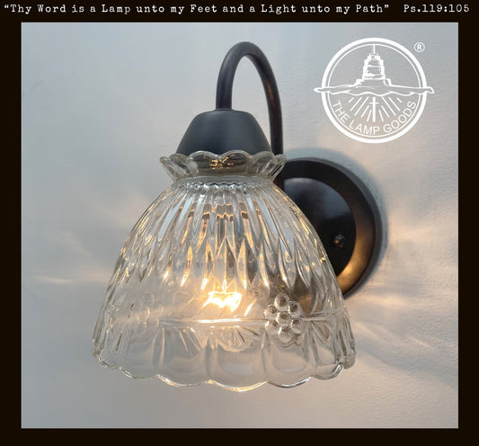 SCALLOPED CUT 1960's Glass Wall Sconce Light Fixture