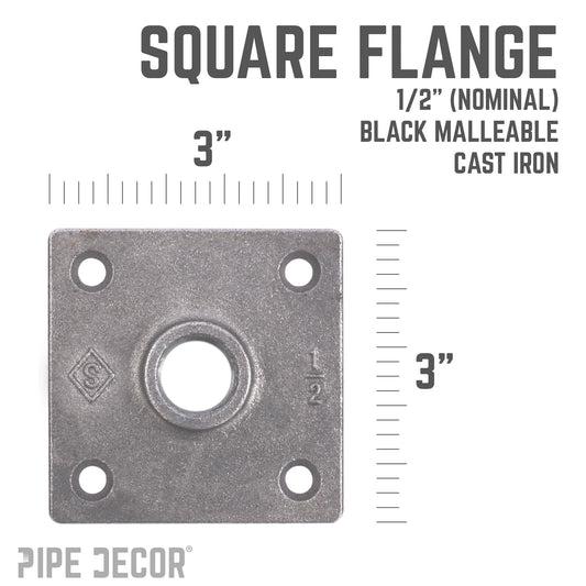 1/2 in. Black Square Floor Flange