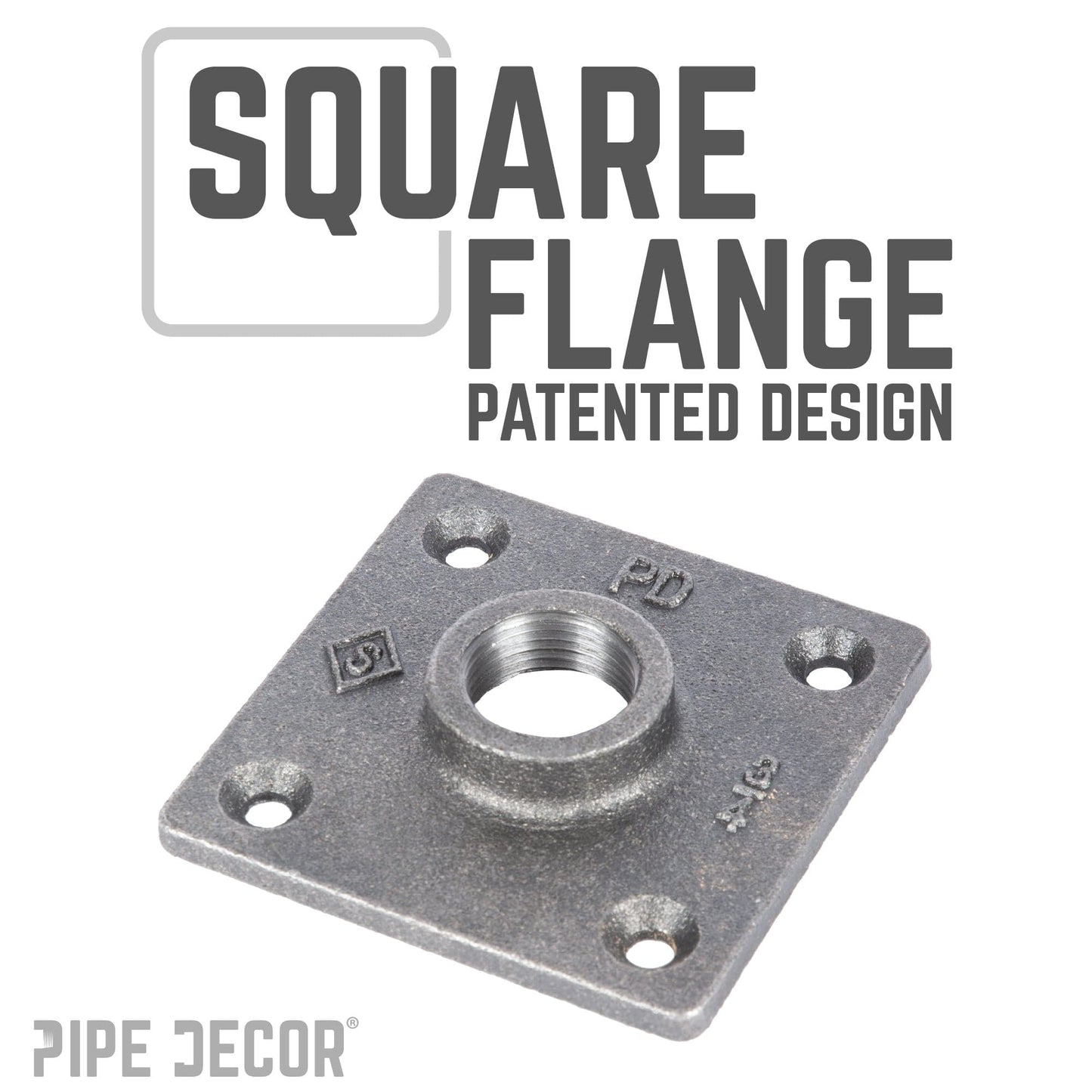 3/4 in. Black Square Floor Flange