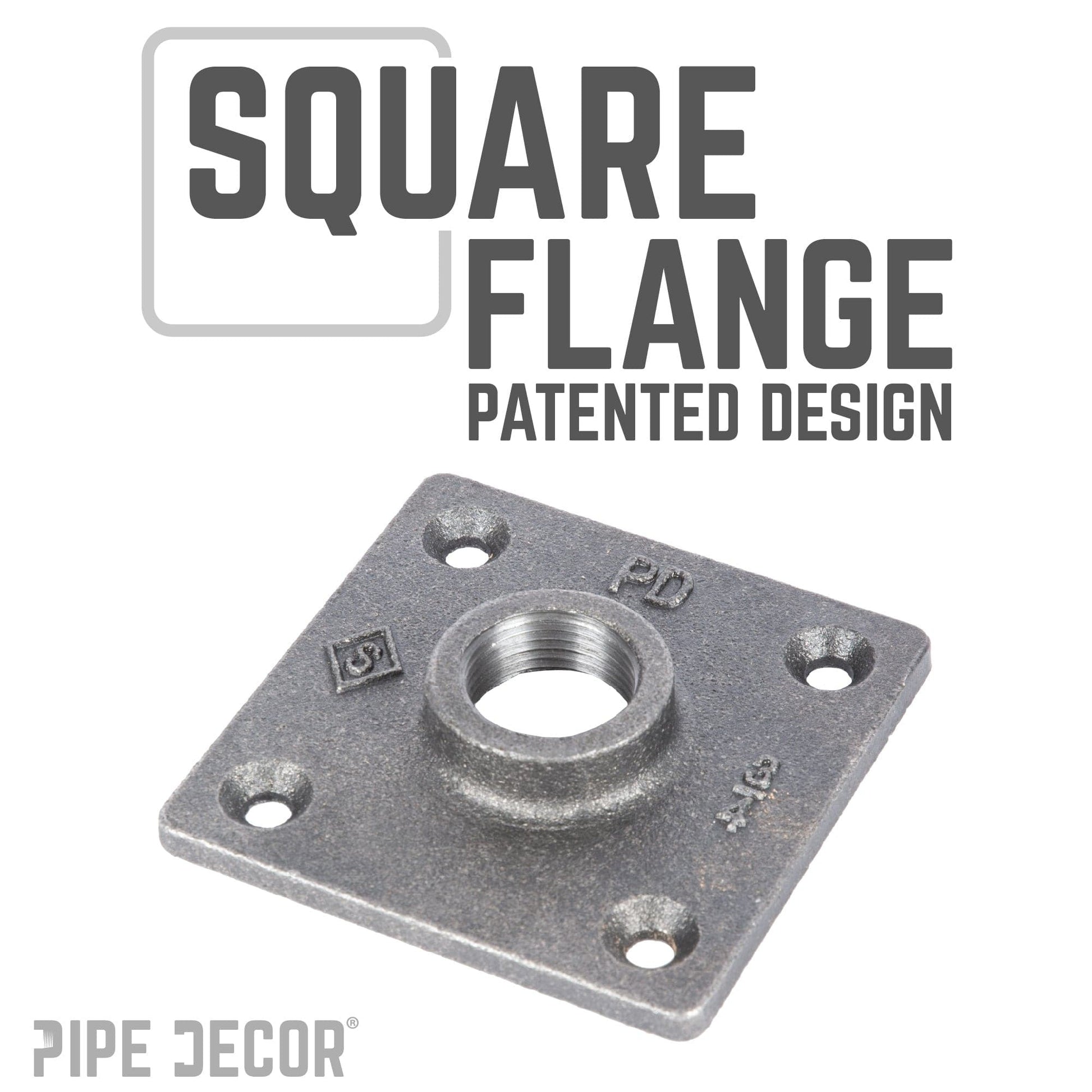 3/4 in. Black Square Floor Flange