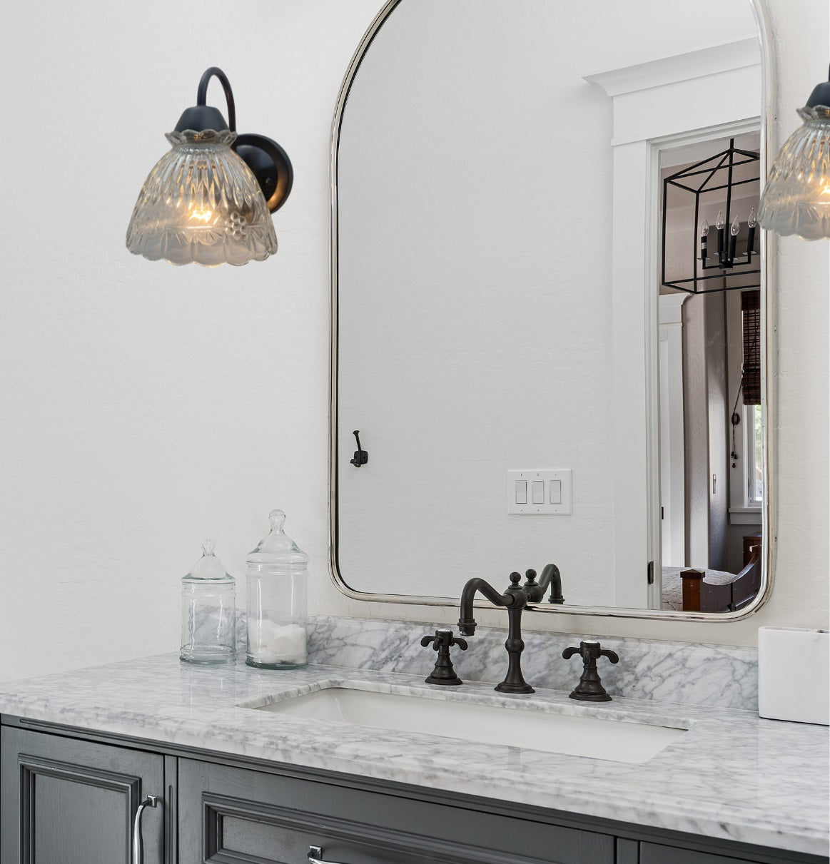 SCALLOPED CUT 1960's Glass Wall Sconce Light Fixture