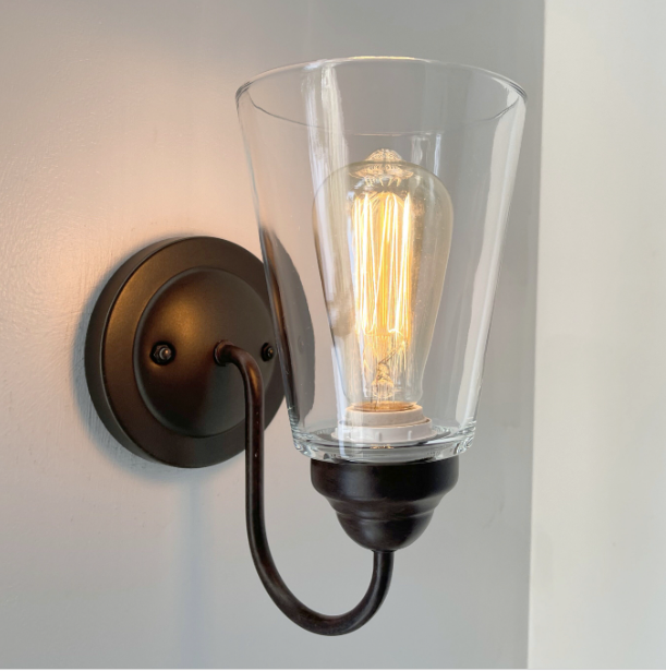 Heavy Modern Farmhouse Clear Glass Wall Sconce Light Fixture Shade