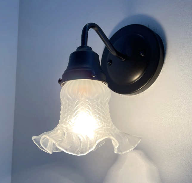 Antique Hobnail 1950's Frosted Glass Wall Sconce Light Fixture