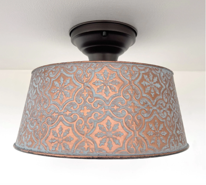 Ornate Copper Farmhouse Ceiling Light - 4 Bulb