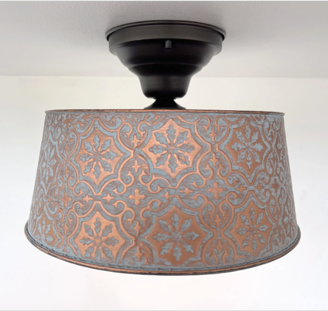 Ornate Copper Farmhouse Ceiling Light - 4 Bulb