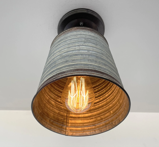 Corrugated Barn Metal Galvanized Rustic Pendant Light