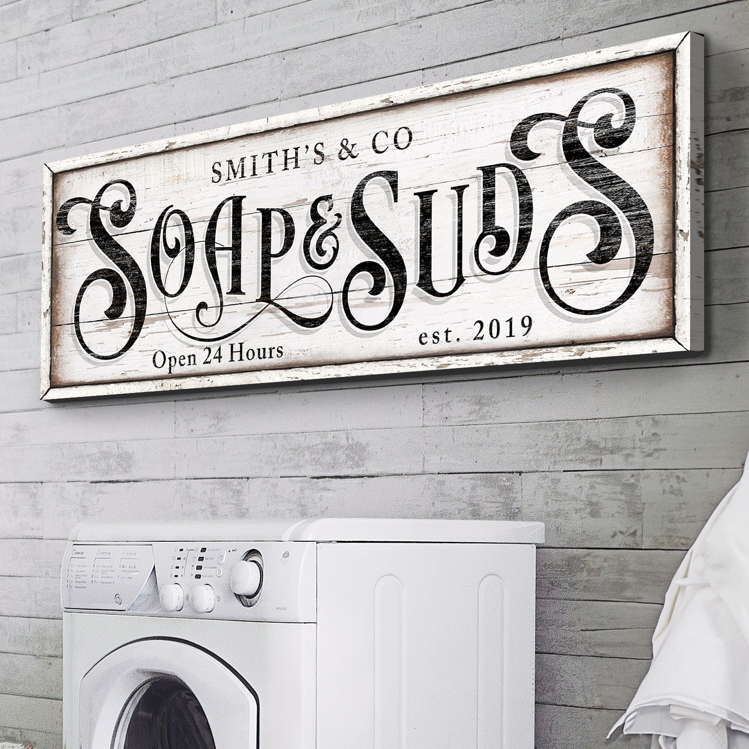 Personalized Soap And Suds Laundry Sign