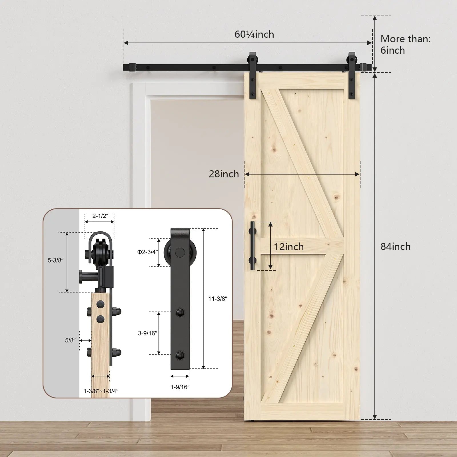 Solid Pine Barn Doors with Track Kit