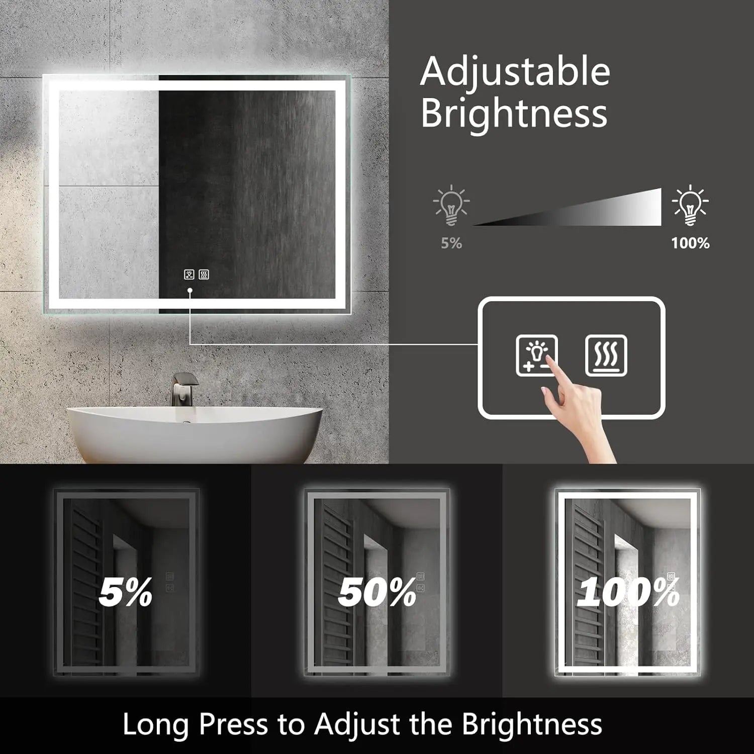 Standard Center Glow LED Bathroom Mirror