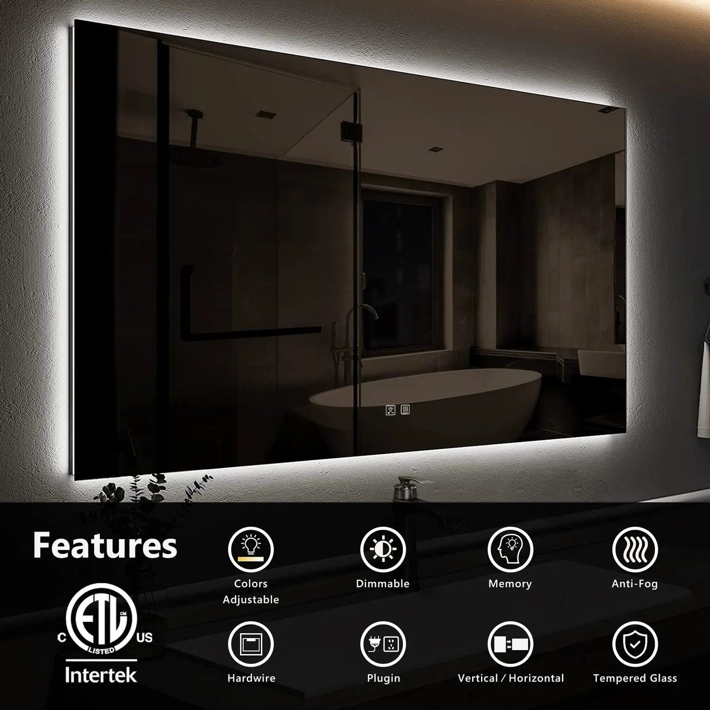Standard Sleek Backlit LED Bathroom Mirror