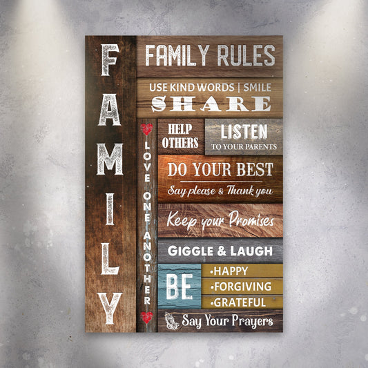 Use Kind Words, Listen To Your Parents Family Rules Sign
