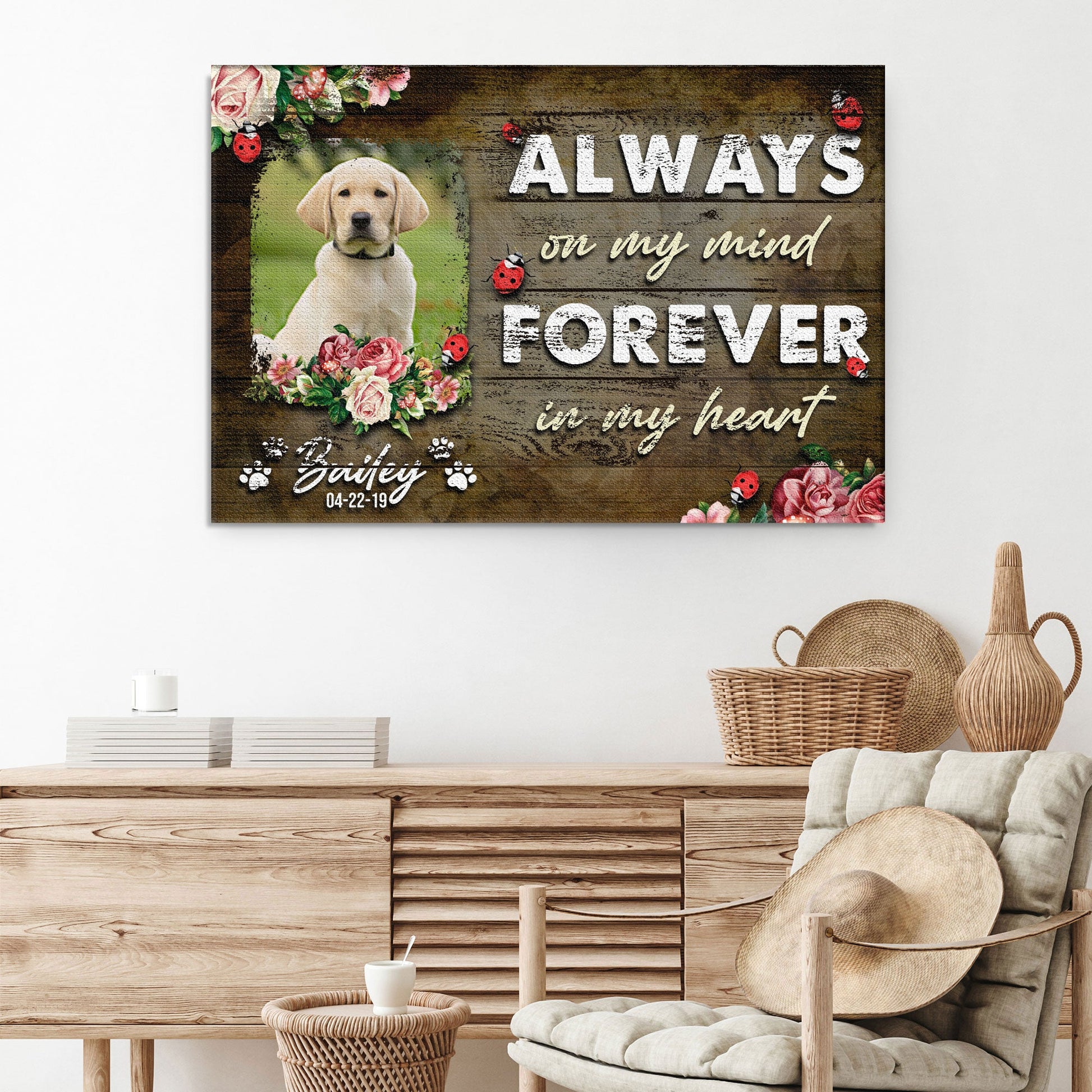 Always On My Mind Forever In My Heart Pet Memorial Sign