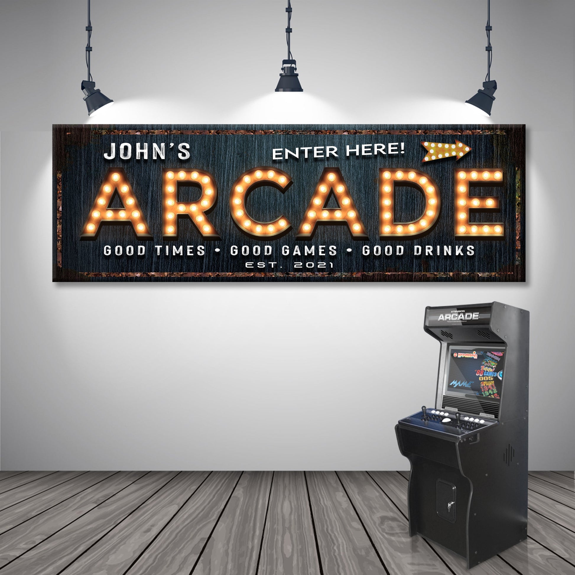 Arcade Enter Here Sign