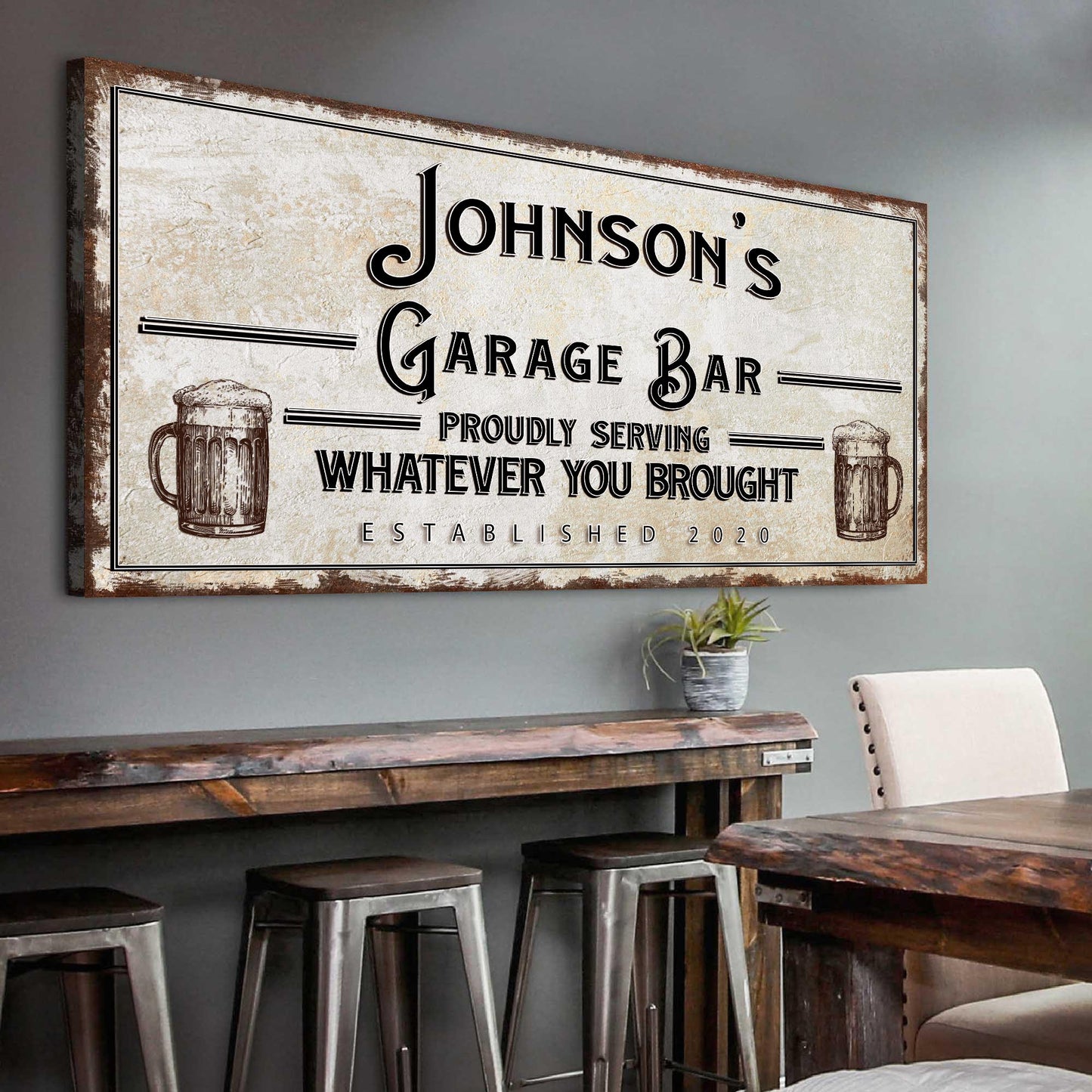 Personalized Rustic Garage Sign for Home Bar: Enhance Your Man Cave Wall Decor with Personalized Basement Bar Sign