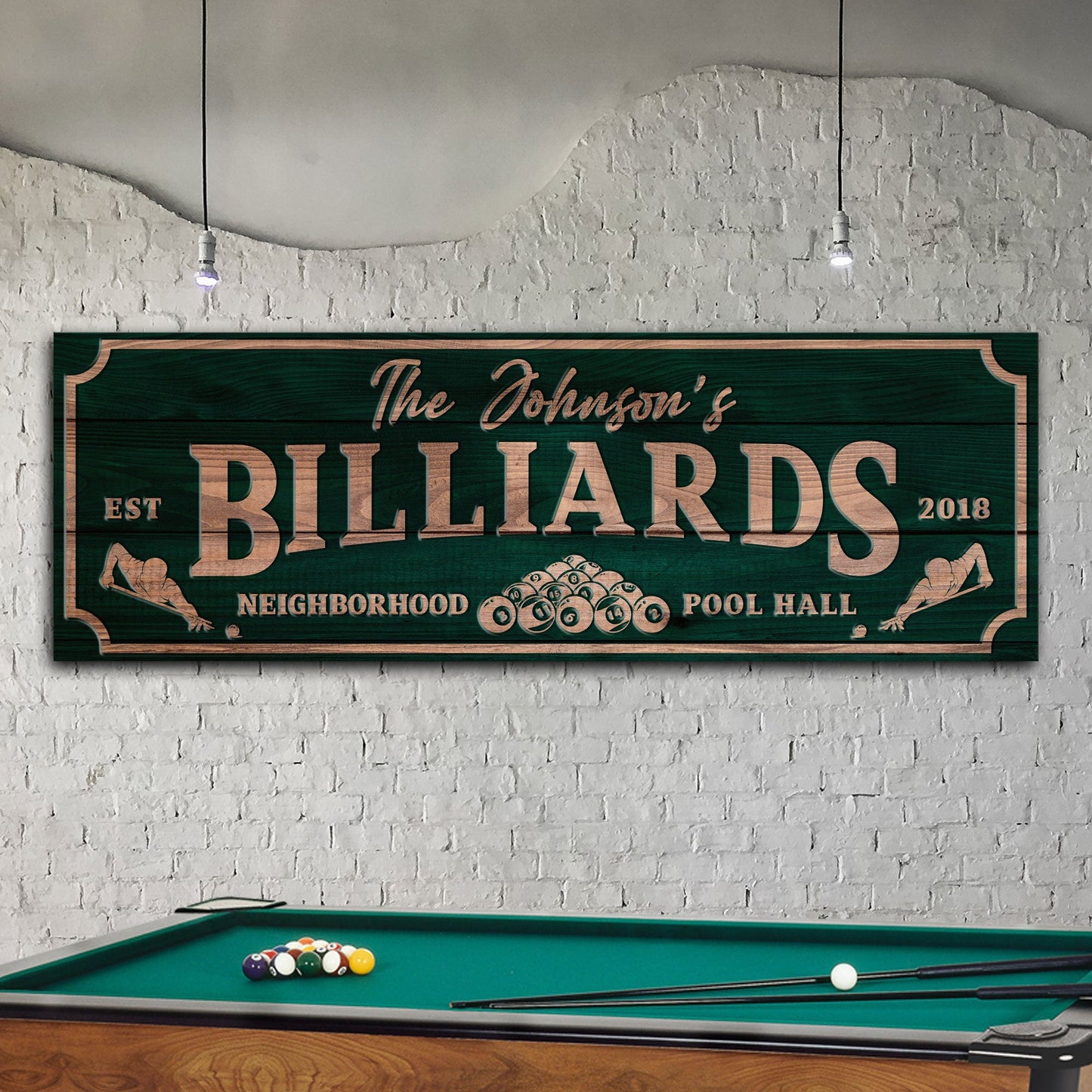 Neighborhood Pool Hall Billiards Sign