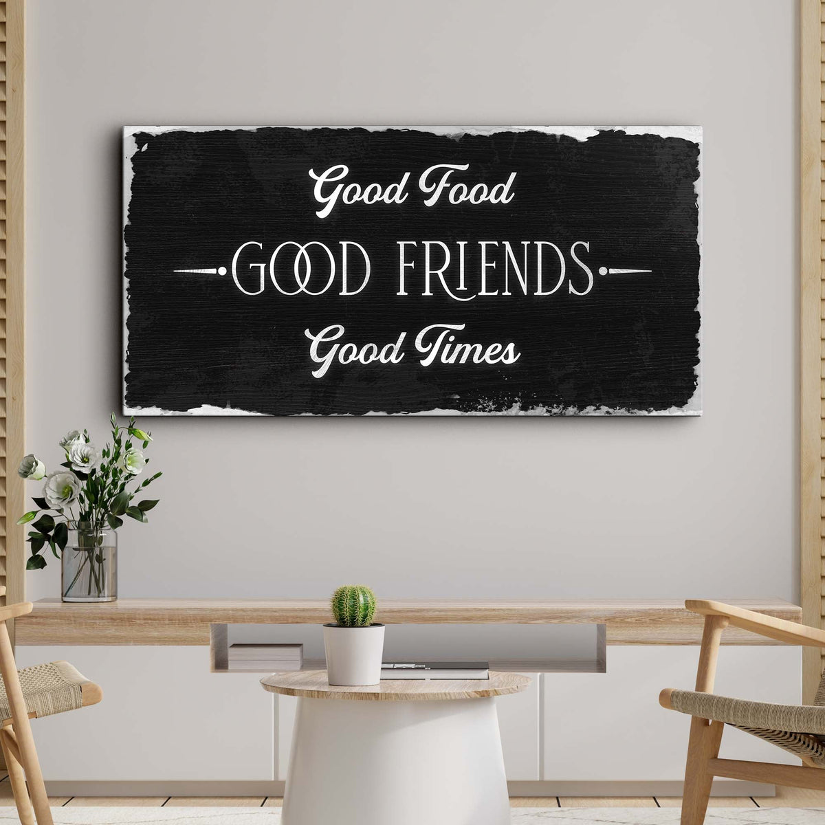 Good Riddins Signs Good Food Good Friends Good Times Sign III – Metal Sign Barn